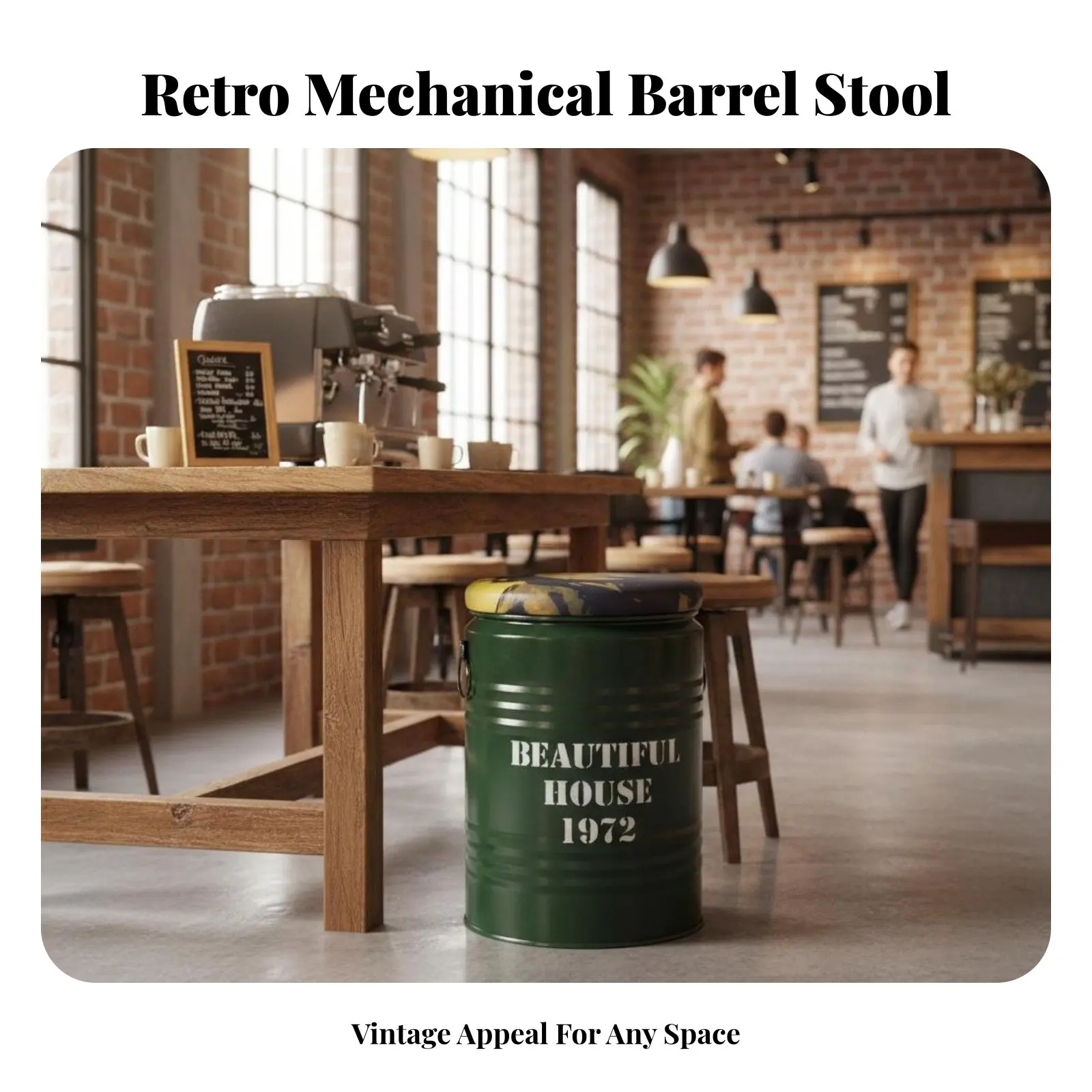 

Многофункциональный табурет в ретро-стиле с механическим дизайном в виде нефтяной бочки для владельцев кафе, арендаторов, баров, гостиных