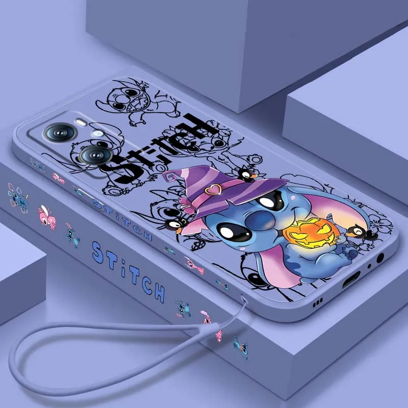 

Disney Stitch Fashion Cartoon For OPPO Find X5 A11 A16K A53 A98 A3 A57 A72 A73 A96 A74 A9 A5 5G Liquid Left Rope Phone Case