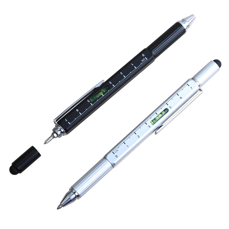 GENKKY New Arrival Tool Ballpoint Pen Screwdriver Ruler Spirit Level with a top and scale multifunction 5 in 1 Metal pen