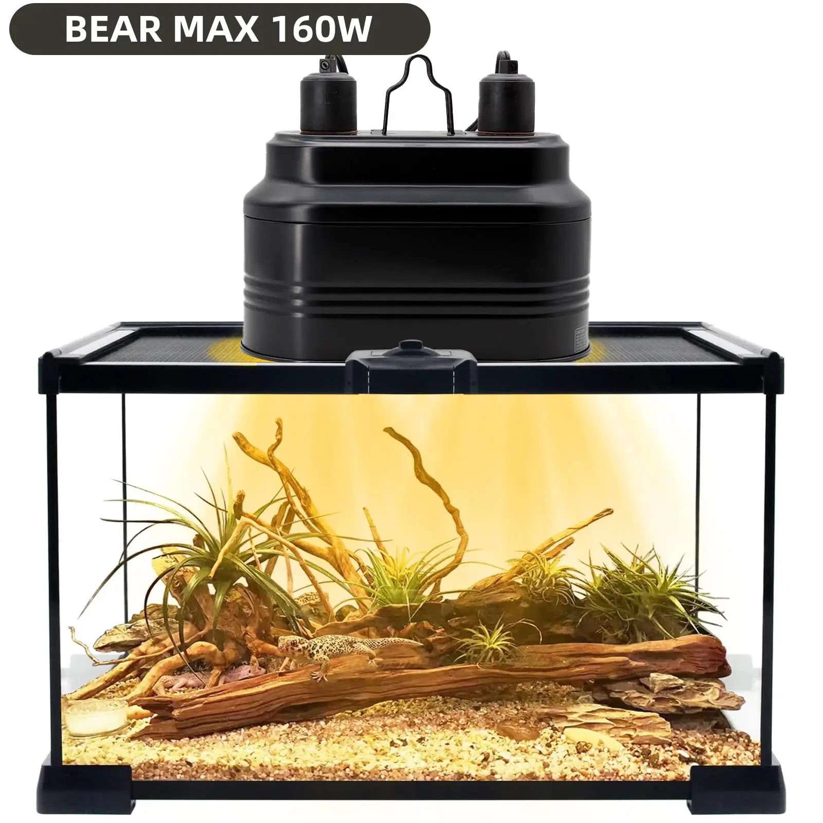 Double Head Reptile Lamp Bracket Dual Lamp Socket Terrarium Rainforest Tank Heating Light For Tortoise Reptile Habitat