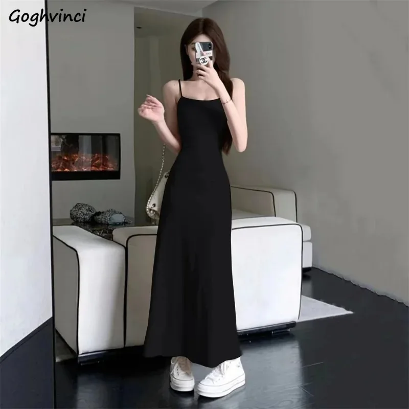 Spaghetti Strap Dresses for Women Summer Clothing Hot Girl Fashion Skinny Streetwear Stylish New Trendy All-match Simple Leisure