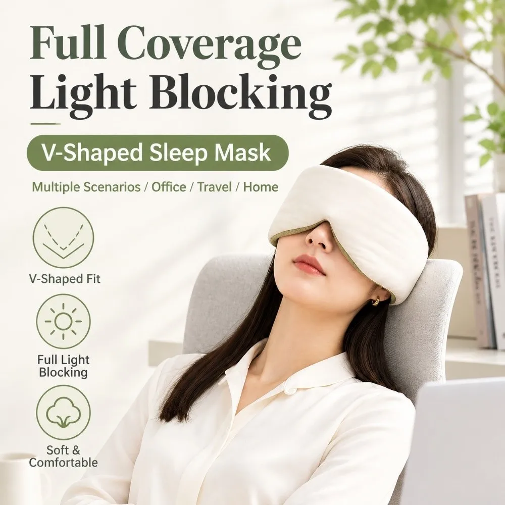 Double-Sided Weighted Eye Mask Blackout Noise Reduction Sleep Eye Mask Ultra Light Full Coverage Travel Eye Mask Airplane
