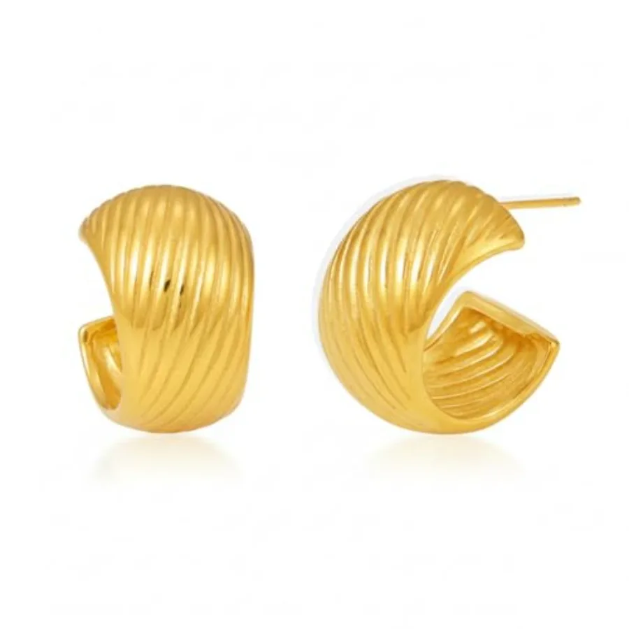 

Gold Chunky Hoop Earrings Set for Women 18K Gold Plated Thick Hoop Earrings Textured Stainless Steel, Hypoallergenic, Lightweig