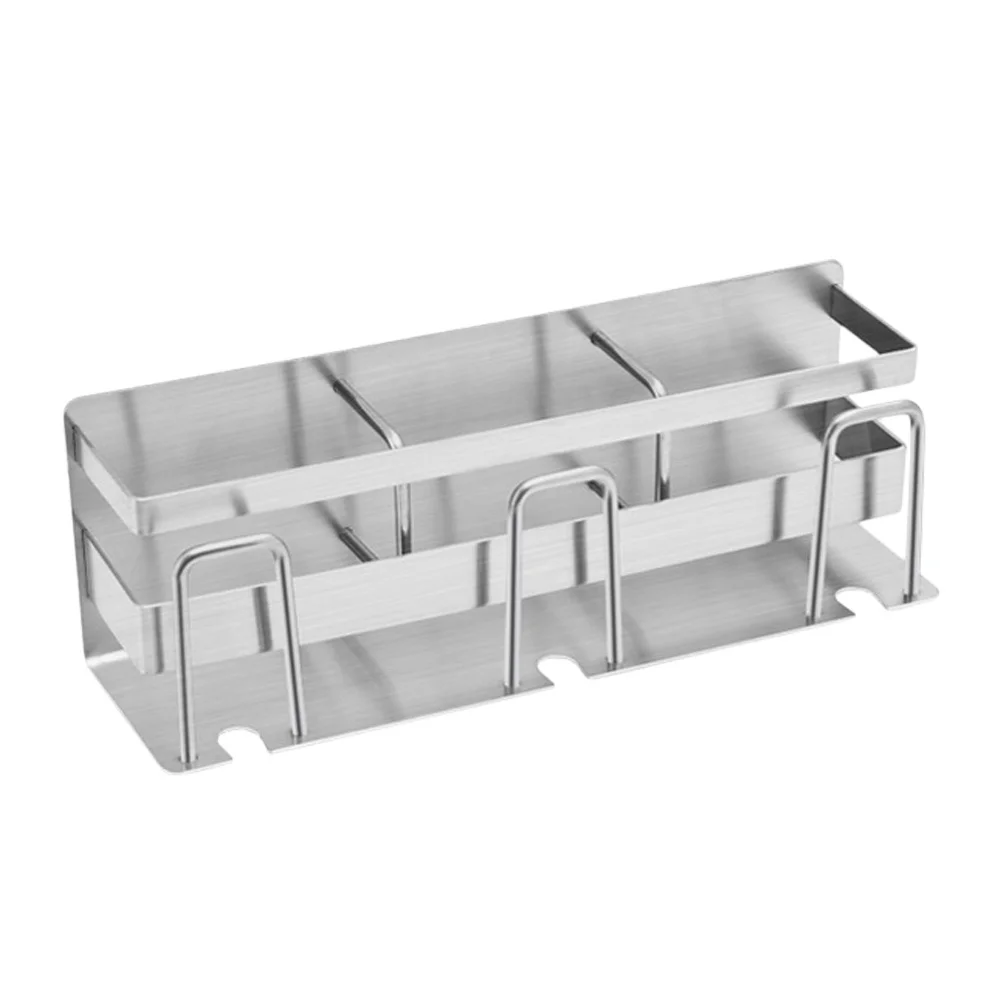 

1pc Stainless Steel Toothbrush Holder No Punching Wall Mount Bathroom Organizer Rack For Toothbrush Toothpaste Storage Metal