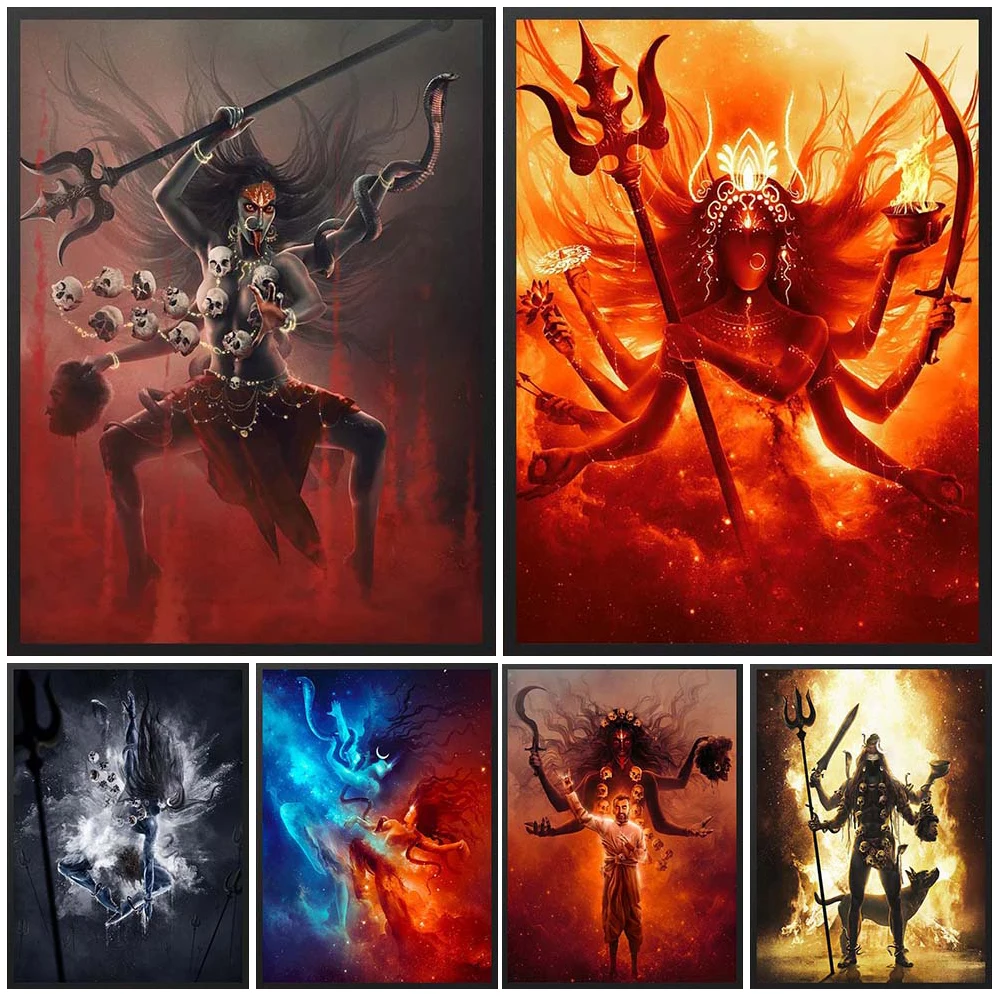 

Hinduism Kali Goddess Mythology Religion Pavarotti Wall Pictures For Living Room Poster Wall Art Canvas Painting Unframed