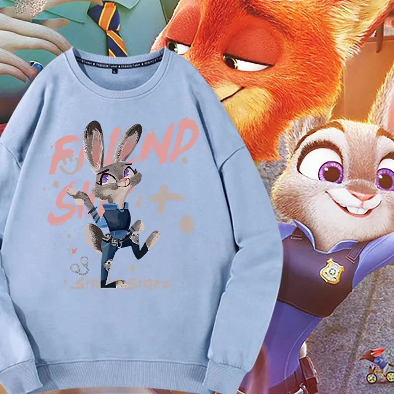 

Judy And Nick Co-branded Crewneck Hoodie Kids Disney Zootopia Anime Coat Boy Clothing Trend