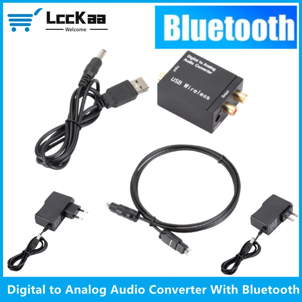 LccKaa Digital to Analog Audio Converter Optical Fiber Toslink Coaxial Signal To RCA R/L Audio Decoder Amplifier With Bluetooth