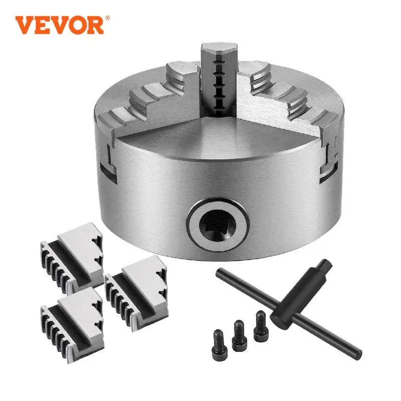 VEVOR K11 Lathe Chuck 3 Jaws Manual Self-Centering K11-100 K11-125 K11-160 K11-200 W/ Mounting Bolt for Grinding Milling Turning