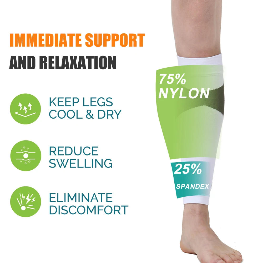 1Pair Calf Compression Sleeves for Men Women. Footless Socks Support for Running, Leg Sleeve Brace for Shin Splints Swelling