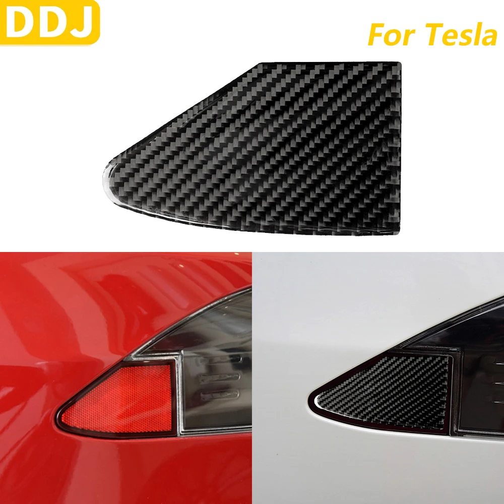 For Tesla Model S 2014-2019 Carbon Fiber Rear Tail Light Charging Port Panel Trim Cover Carbon Fiber Car Accessories Sticker