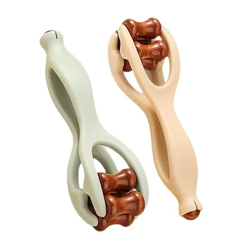 Wooden Finger Massage Roller& Meridian Relief Portable Kneading Clip With 360° Rollers For Home Office Travel To Ease Fatigue