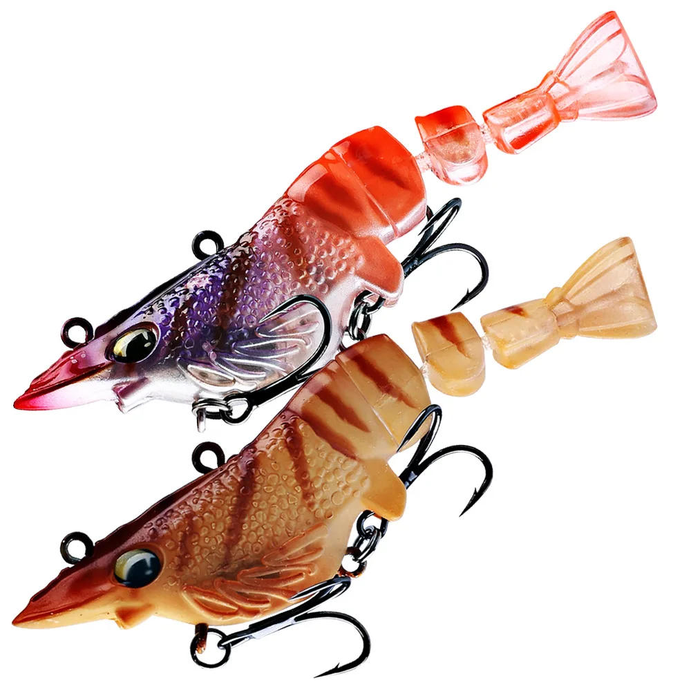 

HERCULES Shrimp Realistic 3 Segment Prawn Fishing Lure 1PCS 6.3CM 8CM 10CM Multi-jointed Hard Lure Sinking Carp Wobbler Bait