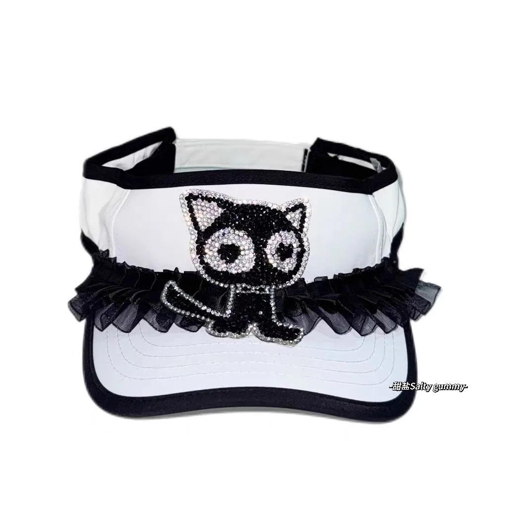 Sparkling Diamond Cat Lace Open-top Baseball Cap Sweat Sports Cute Lolita Girl Summer Hat Accessories