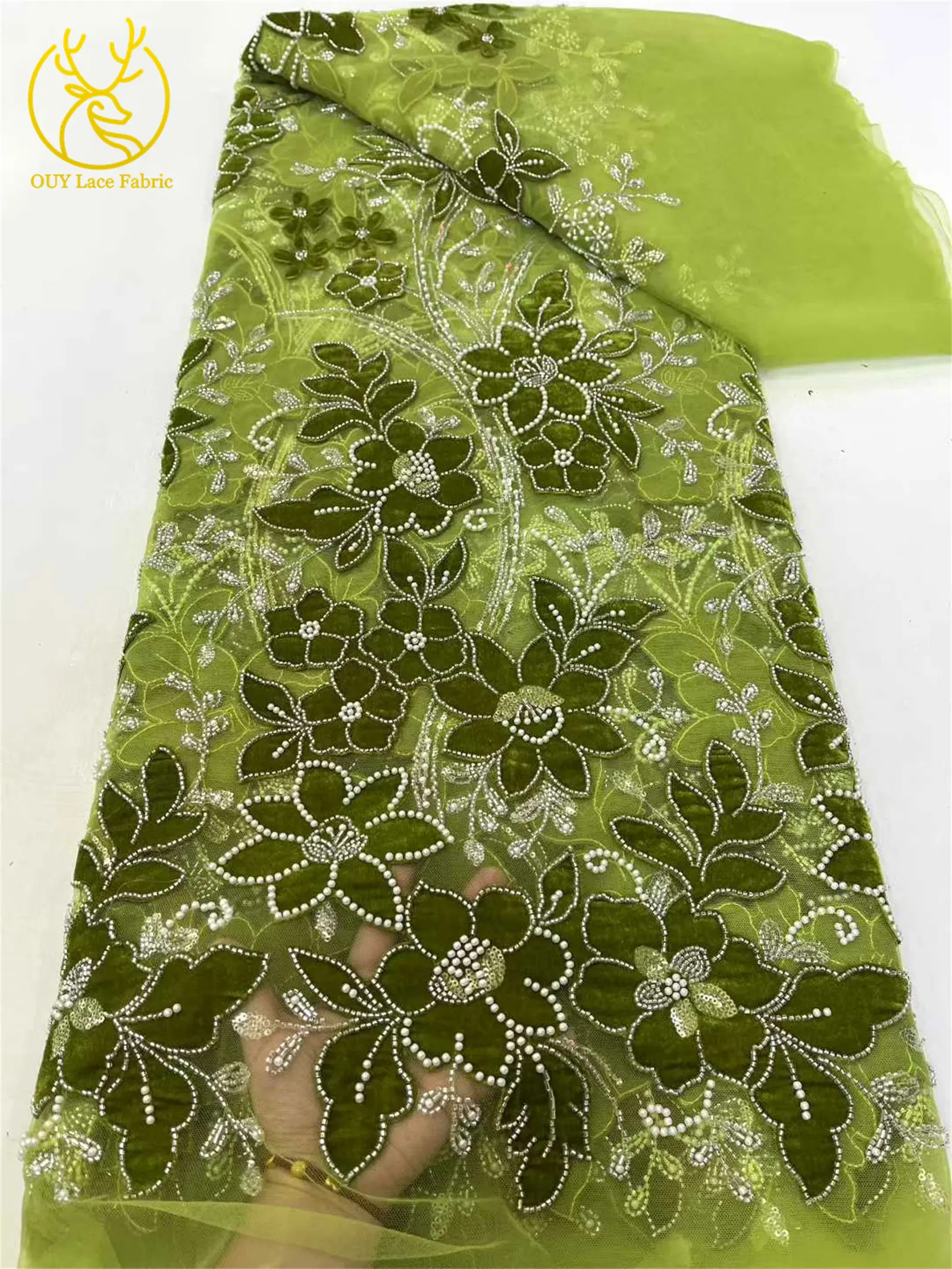 最新の3Dフラワー刺繍ビーズスパンコールアフリカンレース生地2025高品質フレンチナイジェリアチュールレース女性パーティードレス