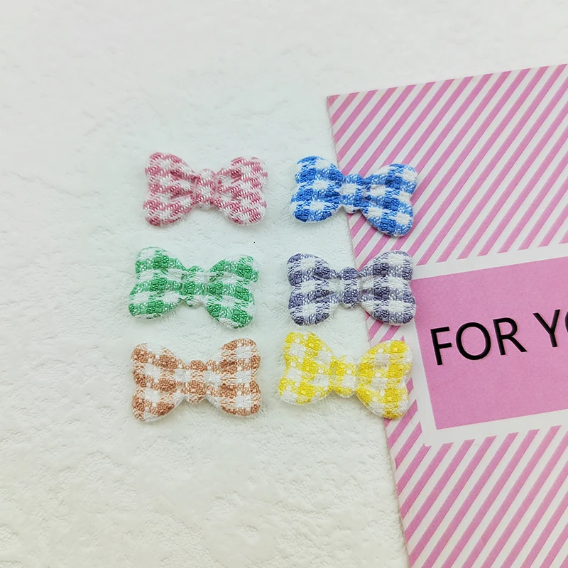 100 Stück Gingham-Schleifen-Applikations-Patches, 2 x 1,2 cm, gepolstert, für DIY-Kleidung, Hüte, Bastelarbeiten, Nähzubehör, Haarspangen, Schleifendekoration – Detail 10
