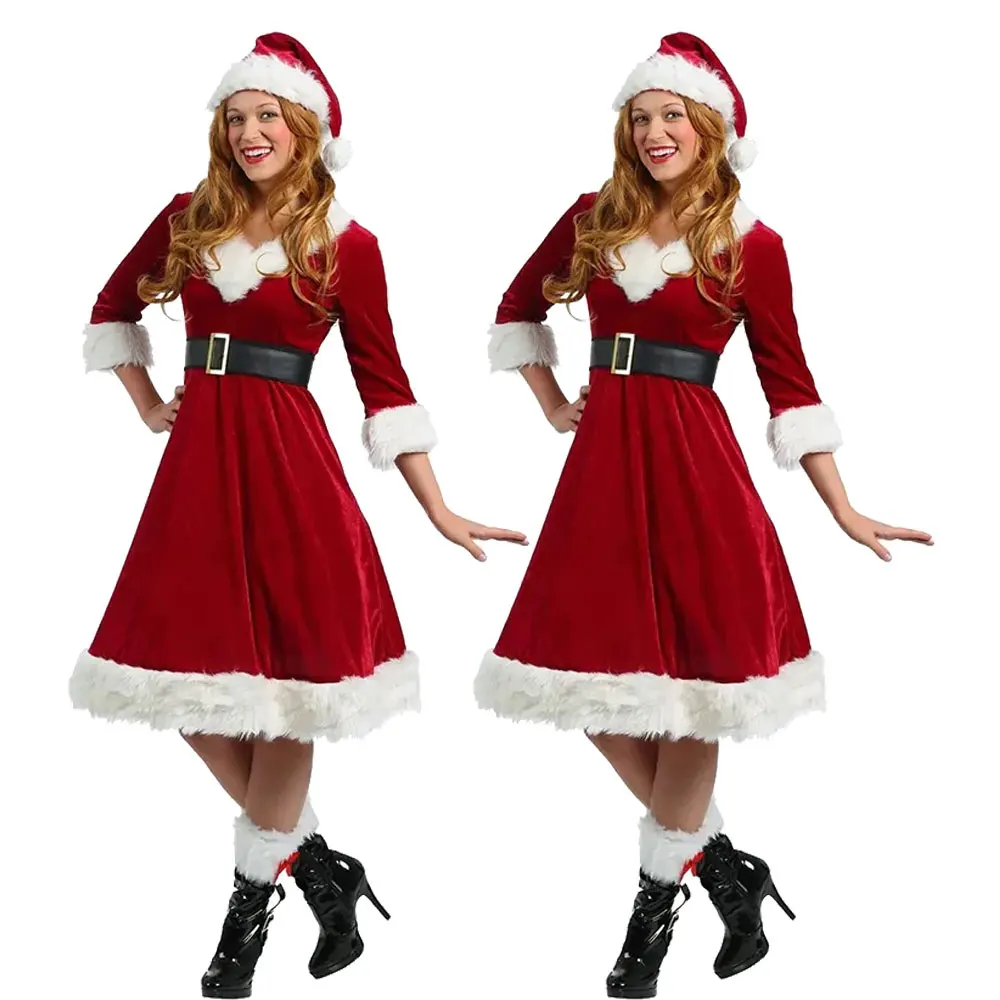 

Christmas Deluxe Party Mrs. Claus Christmas Costume Santa Claus Cosplay Performance CostumeChristmas New Year Women Red Dress
