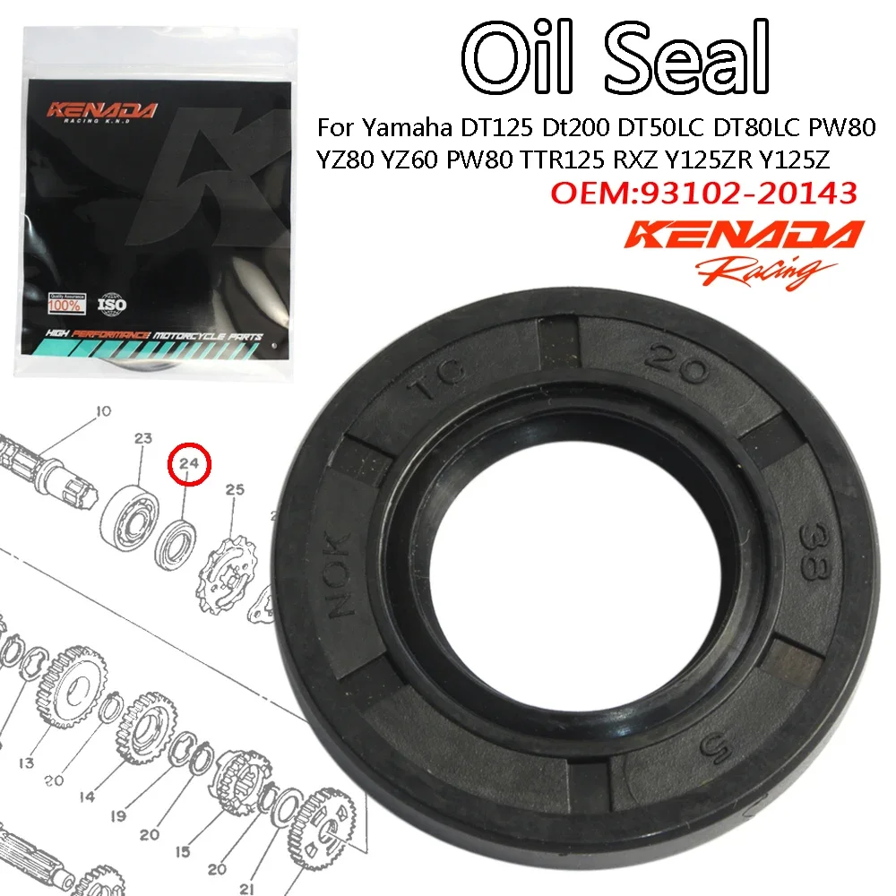 

KENADA Racing Oil Seal For Yamaha DT125 Dt200 DT50LC DT80LC PW80 YZ80 YZ60 PW80 TTR125 RXZ Y125ZR Y125Z Xtz 125 93102-20143