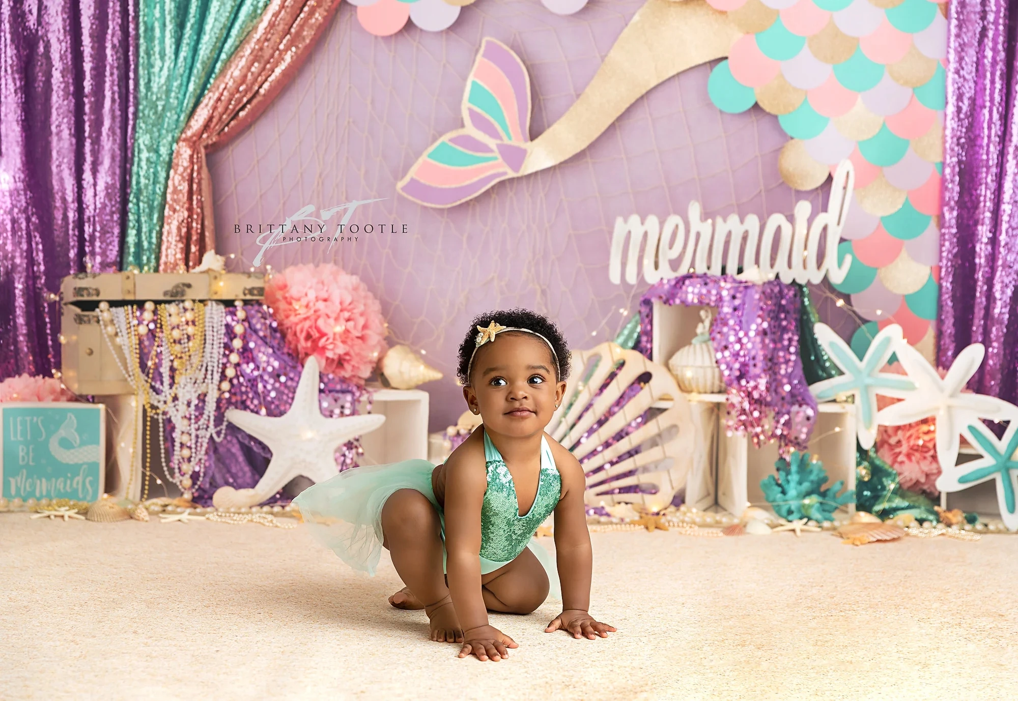 Under The Sea Fantasy World Purple Mermaid Photography Backdrop Girl Princess Birthday Cake Smash Background Photo Studio Props