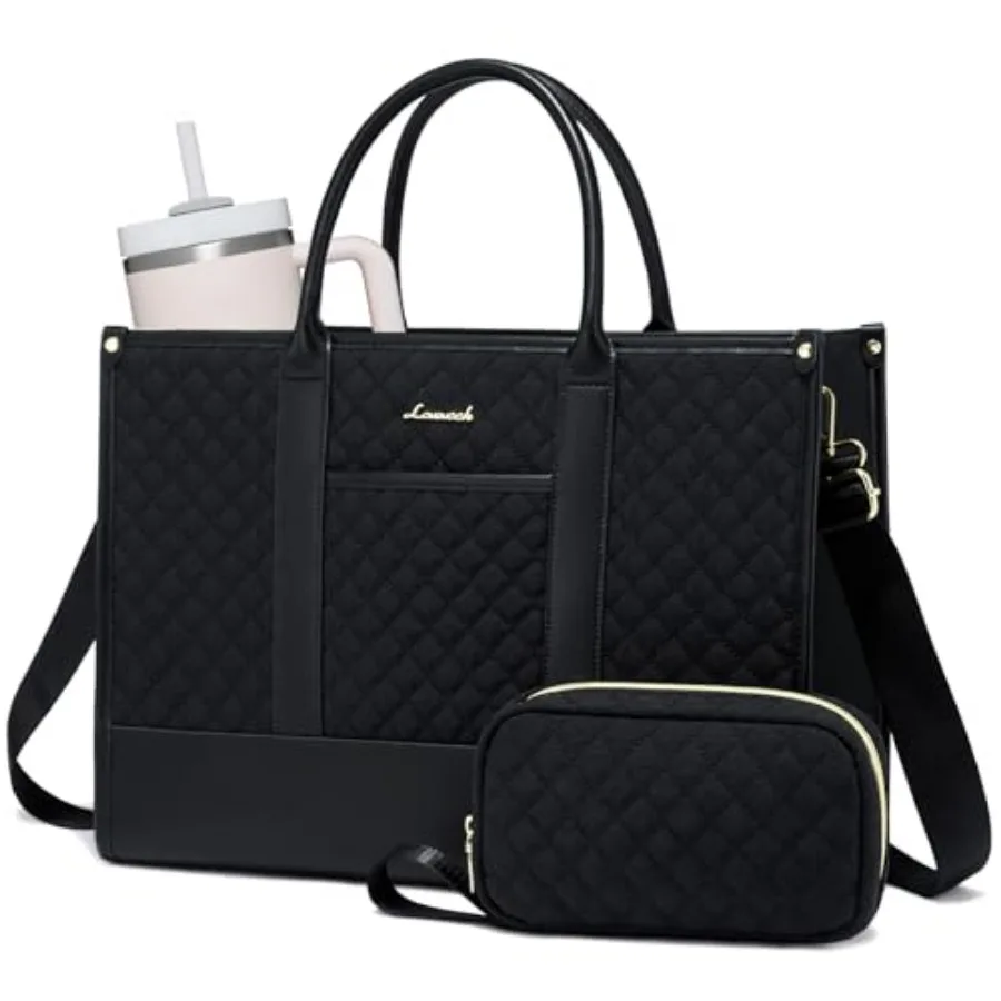 

Laptop Bags for Women, Waterproof Work Tote Bag with Clutch, Professional Teacher Computer Purse Lightweight Shoulder Bag Trave
