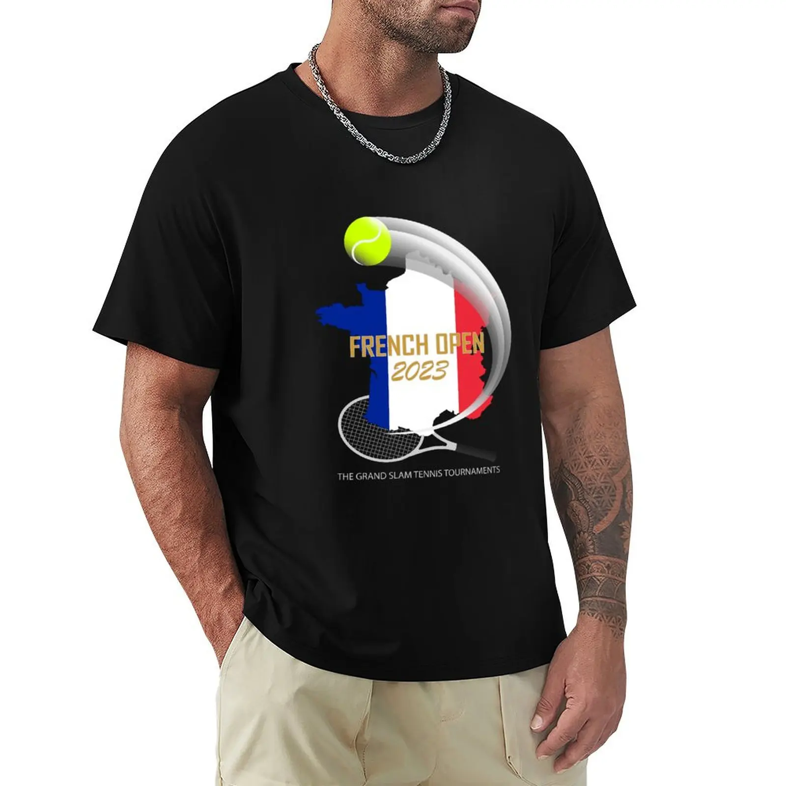 

Wonderful 2023 French Open Tennis Tournament Design T-Shirt Basic Simple Design Short Sleeve Shirt