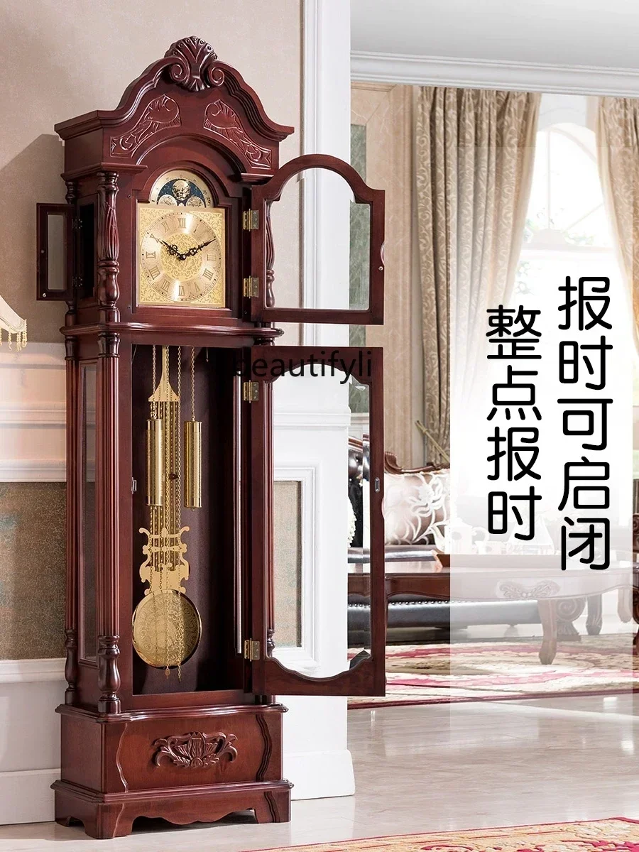 B178 Vertical Clock Mechanical Clock European Style the Grandfather  Living Room Chinese Retro Large Pendulum Clock