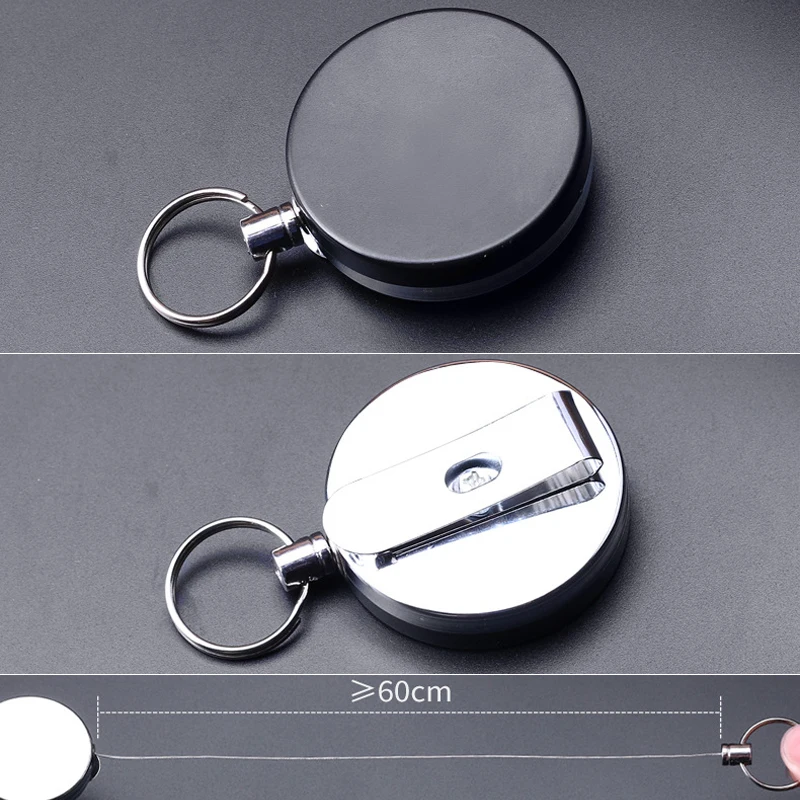 Pull Keyring Telescopic Wire Rope Burglar Key Holder Tactical Keychain Outdoor Fishing Camping Tool Automatic Key Ring with Clip