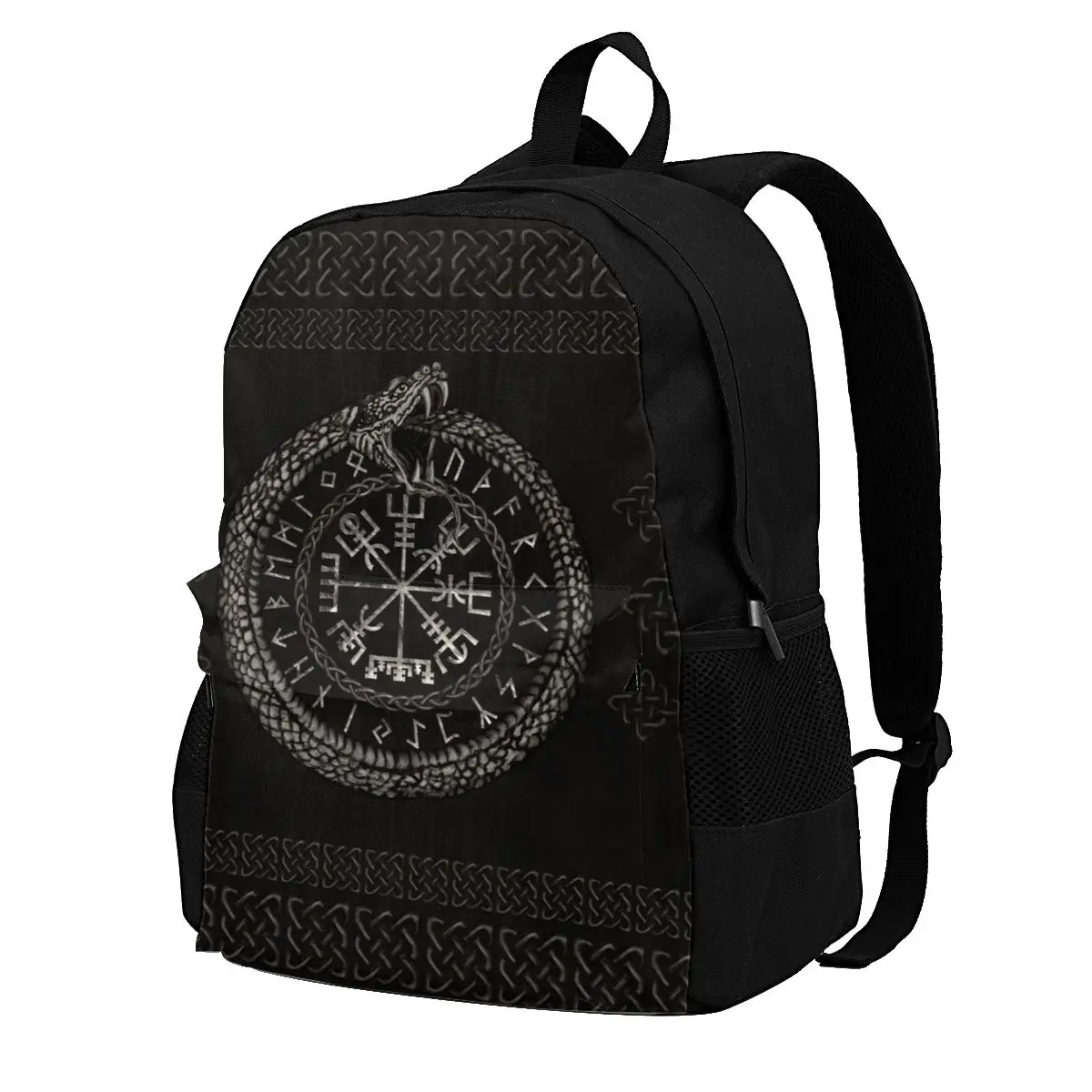 Vegvisir With Ouroboros Backpacks Icelandic Viking Female Lightweight Beautiful Backpack Polyester Camping Bags