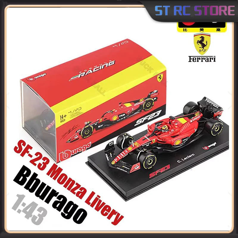 

Bburago 1:43 Ferrari SF-23 Monza Livery Edition SF23 Las Vegas 16 # Формула-1 в твердом переплете F1, коллекция автомобилей из сплава, игрушка в подарок