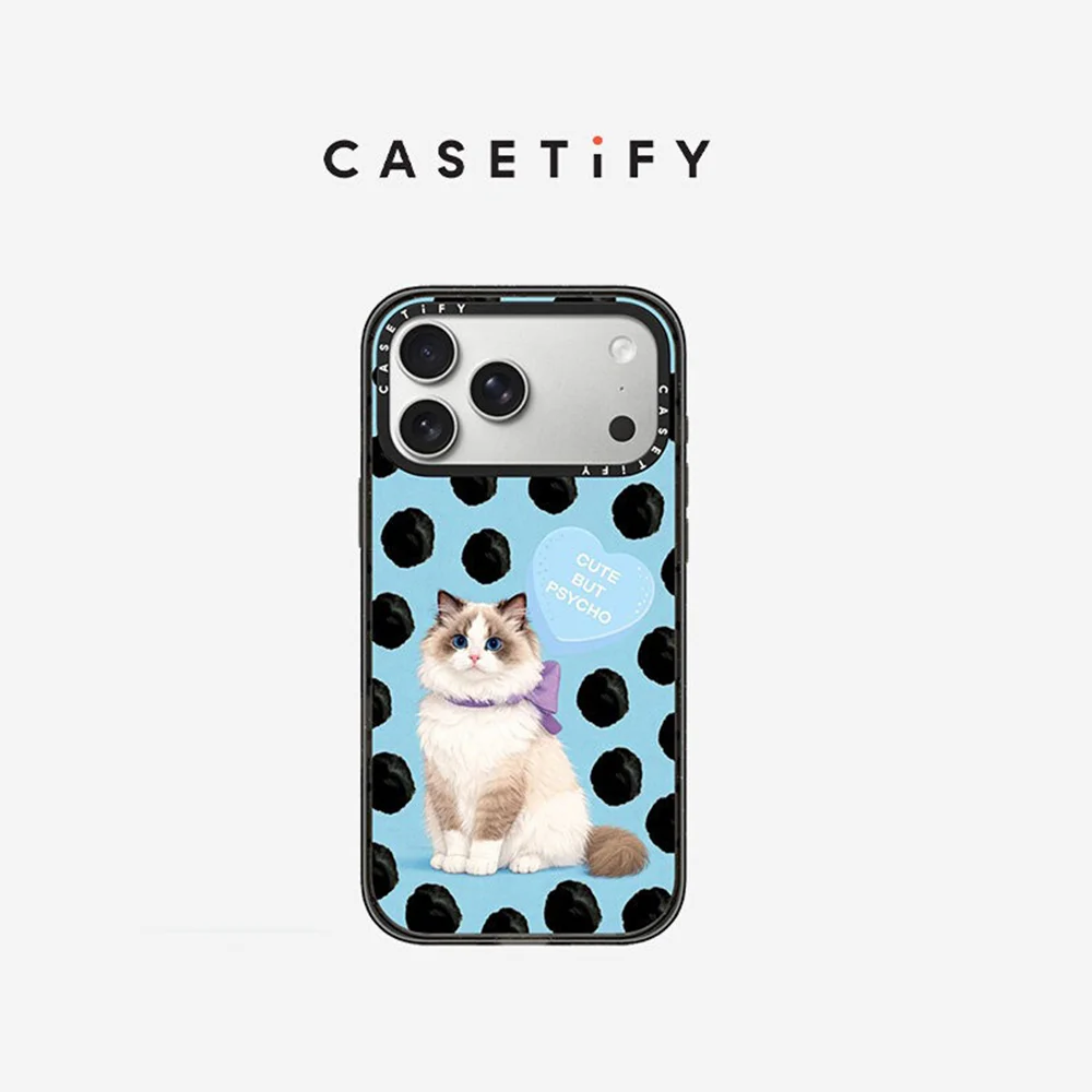 

CASETiFY Cute Pet Series Polka-dot Ragdoll Cat Phone Case Compatible with iPhone 13 14 15 16 17 Pro Max Air Plus Protect Cover