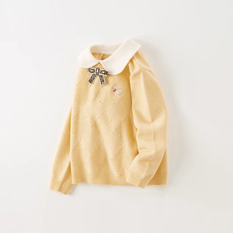 Dave Bella 2023 New Autumn Winter Clothes for Girls Tops Knit Sweater Pullover Fashion Casual Charm Academic-Style DK4237248