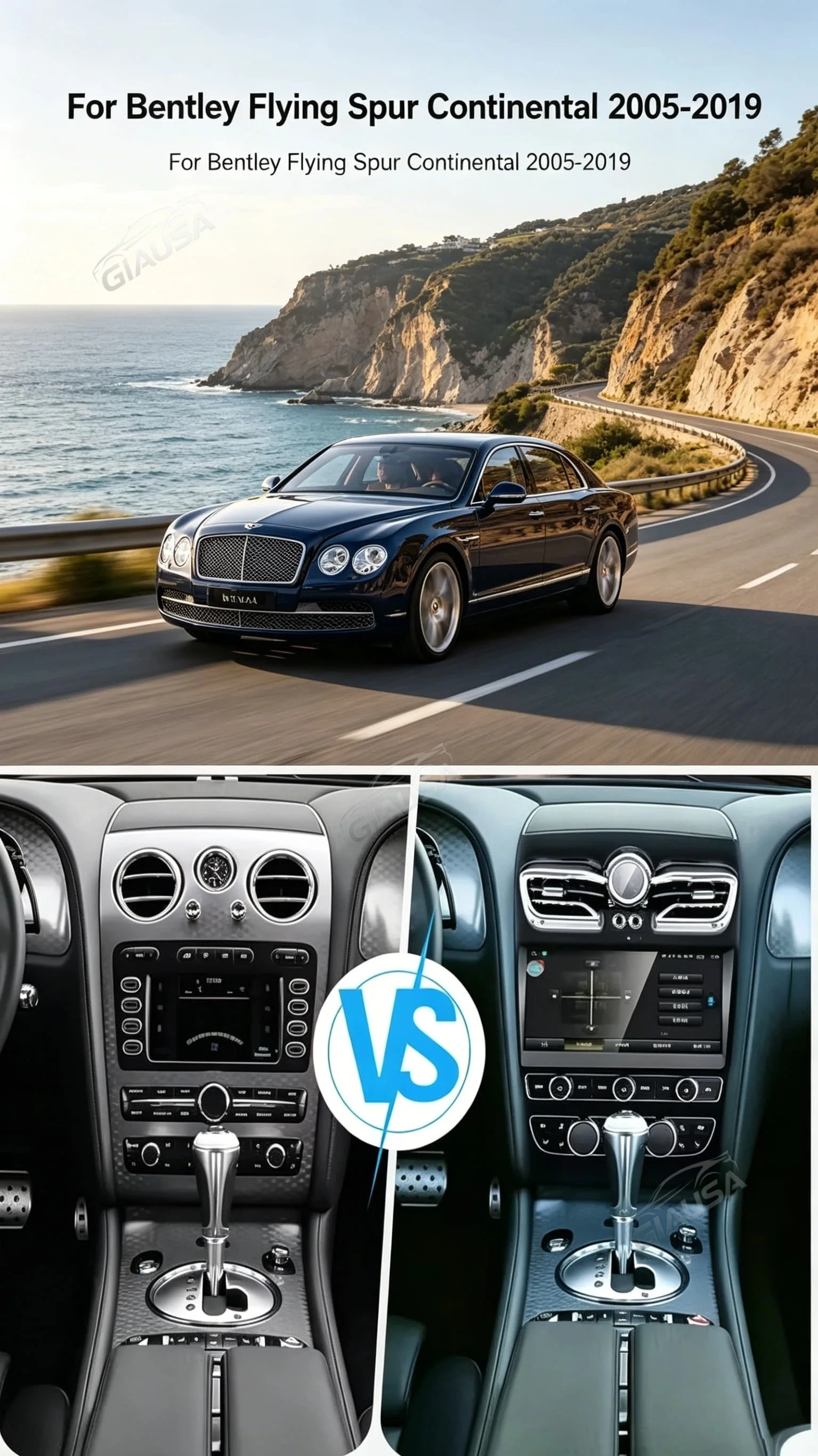 Android 15 New upgrade Touch Screen Car Radio Multimedia GPS Navigation For Bentley GT Continental Flying Spur 2005-2019