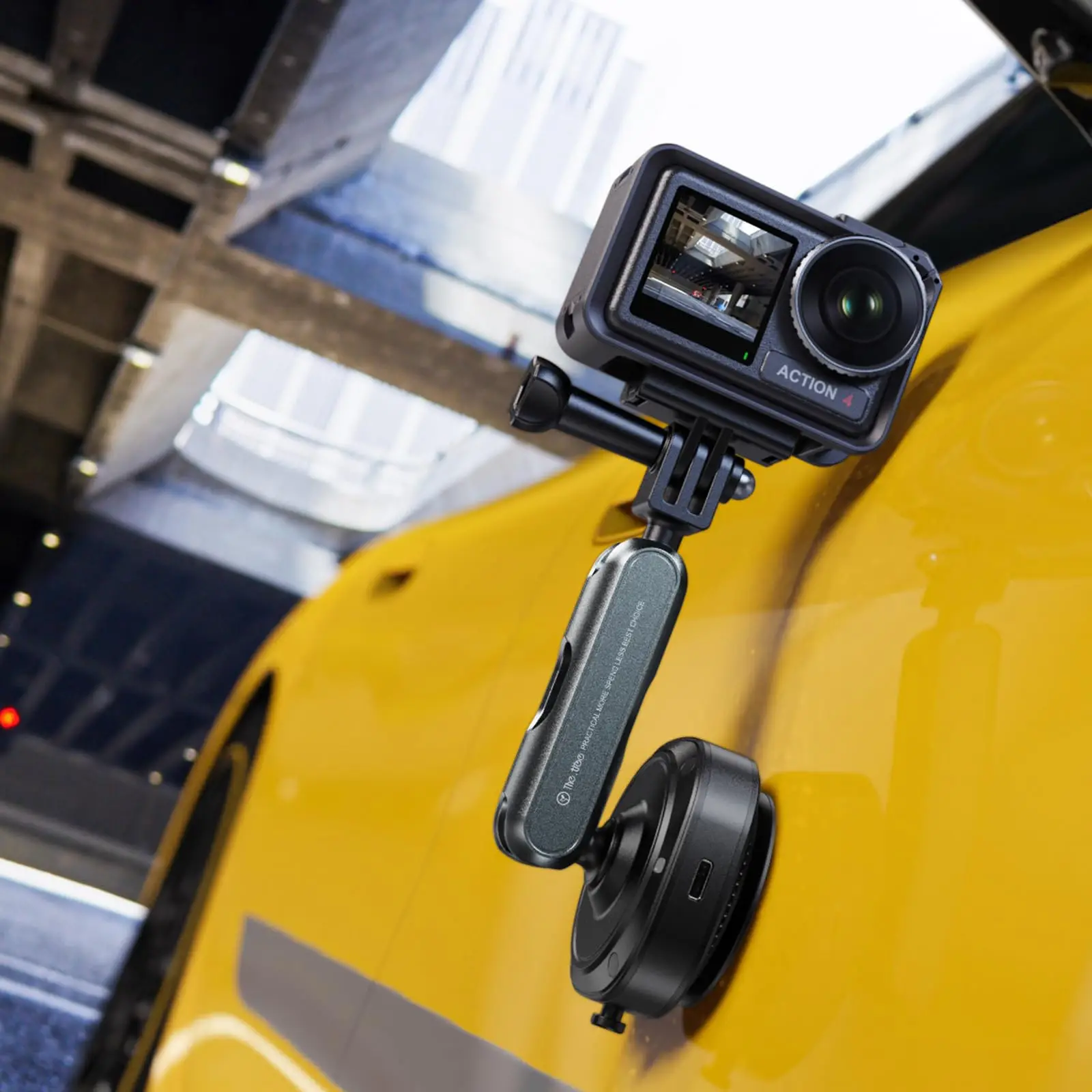 Suporte para câmera com ventosa elétrica com 360 °   Suporte para câmera de carro com braço mágico de cabeça esférica de 1/4 polegadas para DJI Action5Pro/GoPro13/Insta360