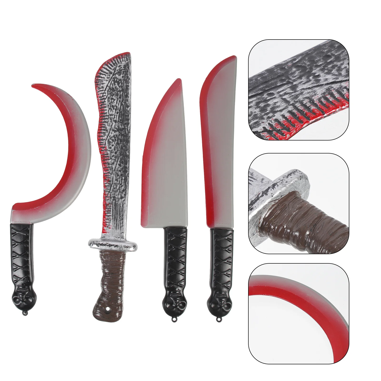 4 Pcs Blood Knife Props Halloween Bloody Knives Fake Decorate Toy Simulated Party Plastic Cosplay Child Decorations