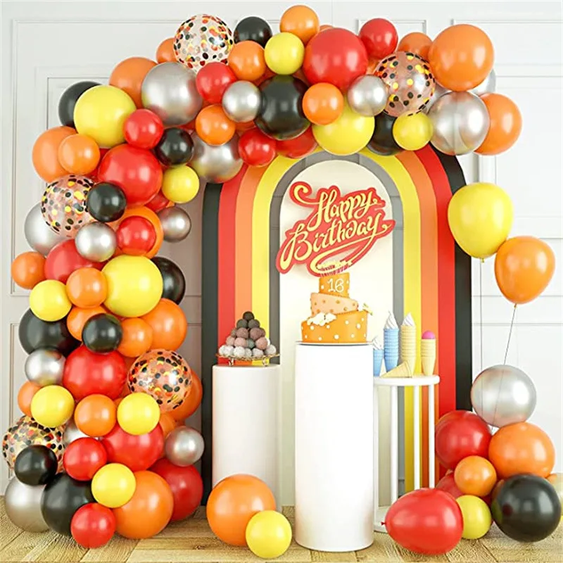 Hot Selling 83Pcs Warm Color Red Yellow Latex Balloon Wreath Arch Set for Birthday Engagement Baby shower Party Decoration