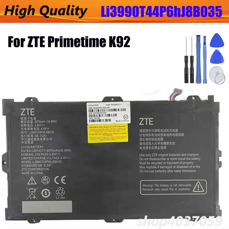 9070mah battery for ZTE K92 Primetime LTE-A Li3990T44P6hJ8B035 Tablet Battery Bateria + tools