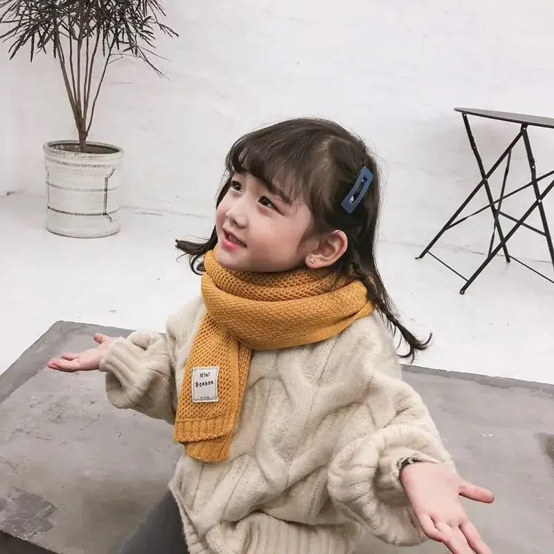 Kids Scarf Autumn Winter Korean Fashion Children\'s Knitting Baby Bib Wool Knitting Winter Versatile Female Warm Girl Boy