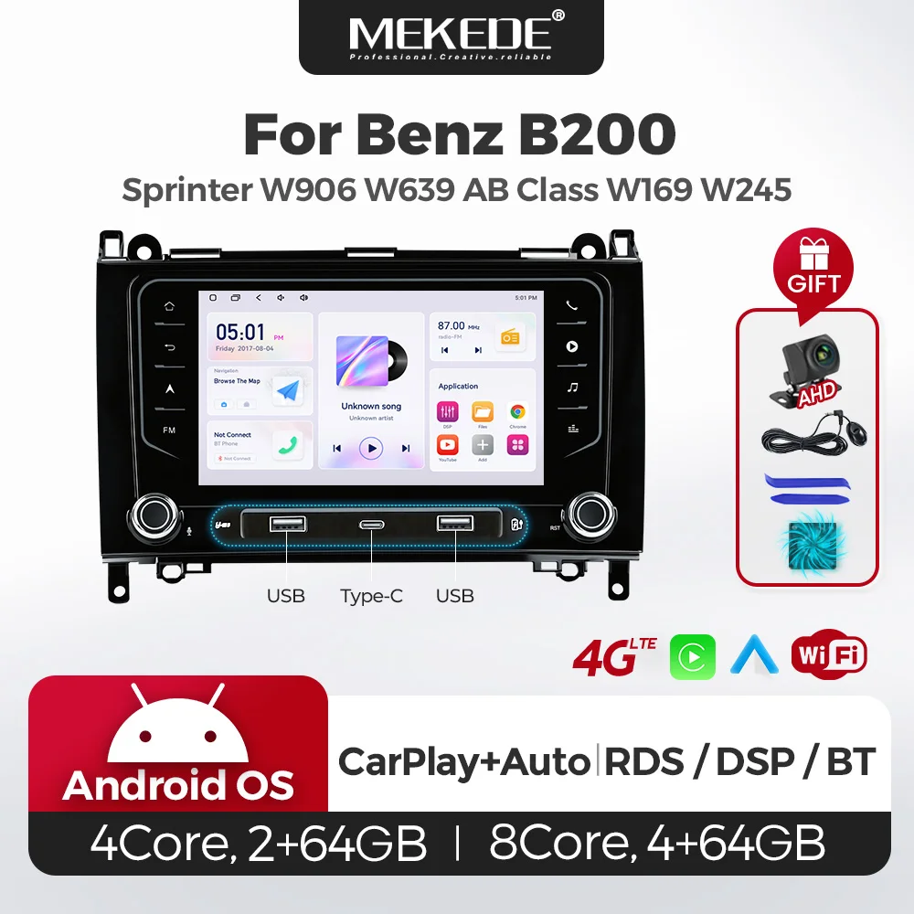 MEKEDE Carplay Android Auto Radio For Mercedes Benz B200 B150 B170 A180 A160 W169 W245 Car Multimedia 7