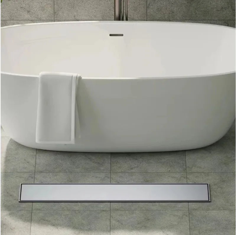 

304 stainless steel invisible long floor drain, grey shower room 8X50cm rectangular deodorant engineering floor drain