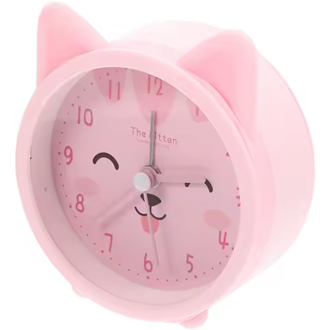 Lovely Cartoon Alarm Clock Non-Ticking Mute Desk Clock for Household Room Decorative Small Timepiece Accessory Gift Idea