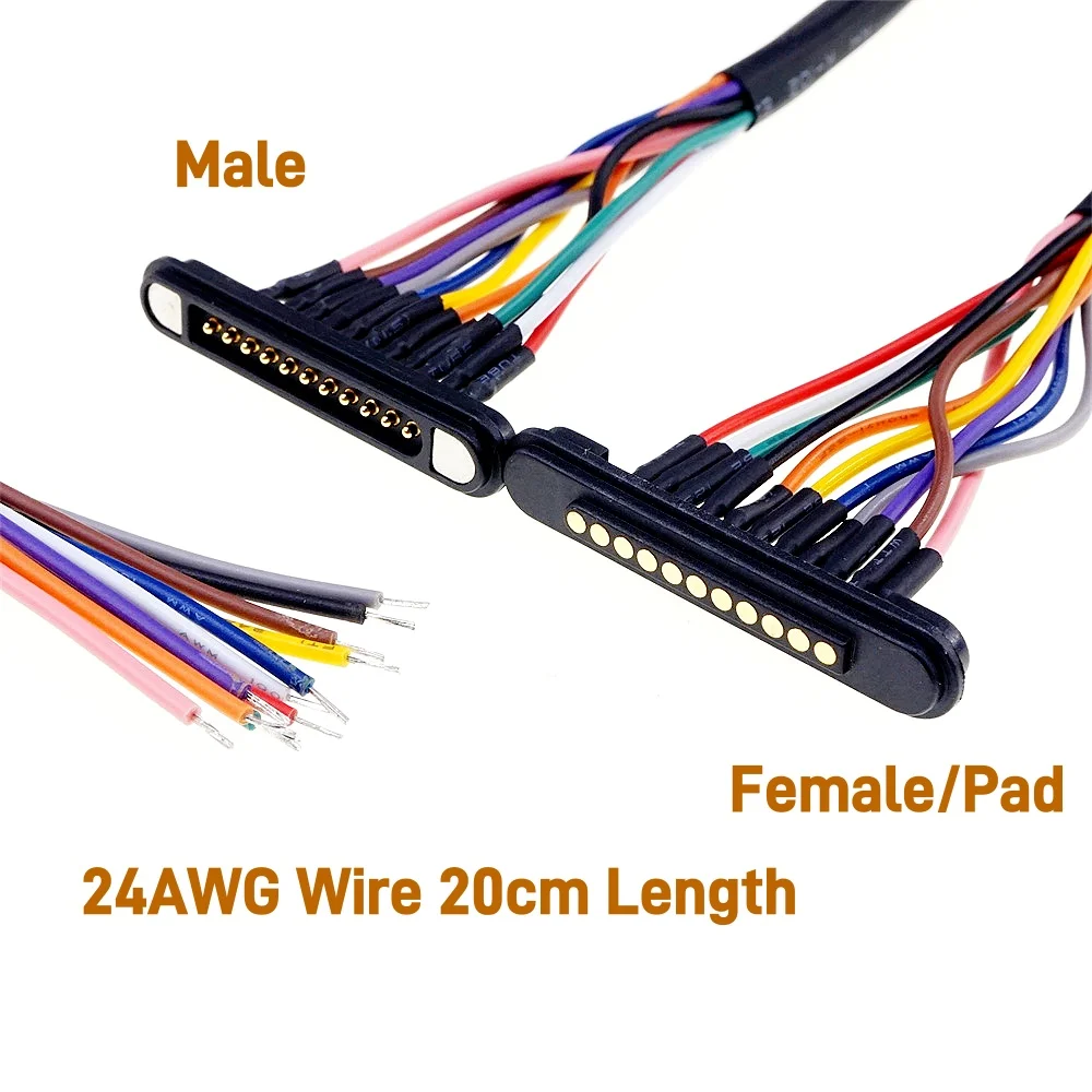 Magnetischer federbelasteter Stecker 11 Pins Pogopin männlich weiblich Lötdraht 2,2 mm Gitter Durchgangsloch 3A 12 V DC Pogo Pin wasserdicht – Detail 2