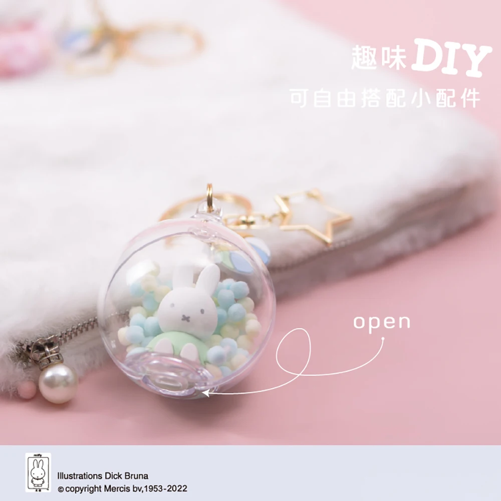 Kawaii Miffy DIY Keychain Cute Transparent Sphere Blind Box Charm Star Pendent Sphere Handbag Backpack Accessories Girl Gift