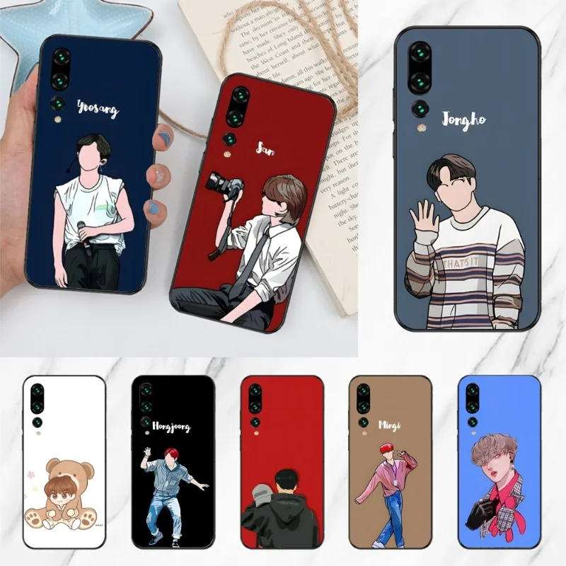 Cartoon Ateez Phone Case Cover For Huawei P50 P40 P30 Pro Lite P Smart 2021 2019 Magic 3 Soft Black