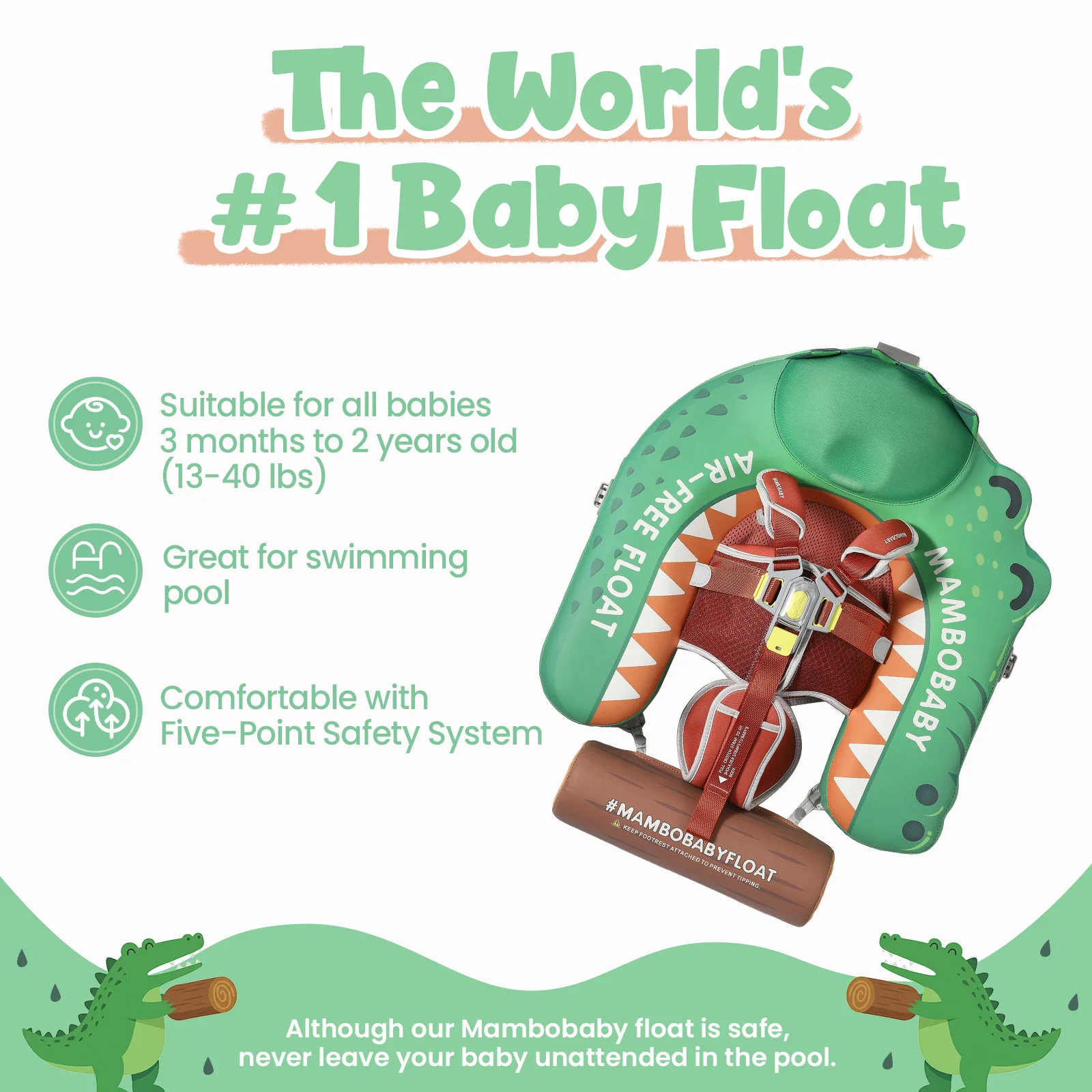 Mambobaby Float Stable and Firm Canopy Sunshade Comfort Skin-friendly Baby Swimming Ring Toddler Pool Float Infant Swimming Buoy