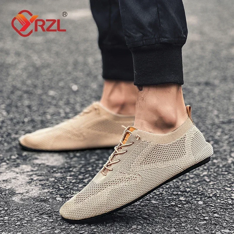 YRZL Mesh Loafers Men Driving Moccasins Thin Bottom Flats Walking Shoes Breathable Non Slip Casual Loafers Summer Mens Shoes