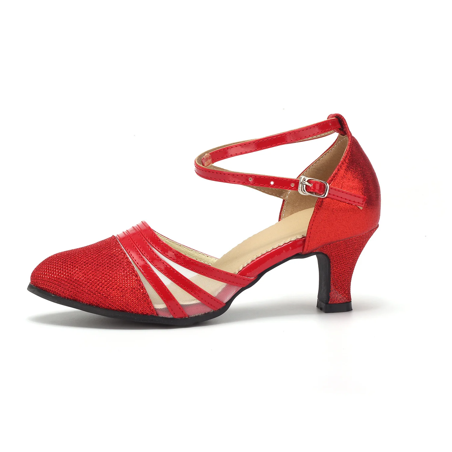 Evkoodancce Adult Women's Latin Square Dance Shoes Low Heel Latin Salsa Ballroom Shoes Closed Toe Ballroom Party Dancing Shoes