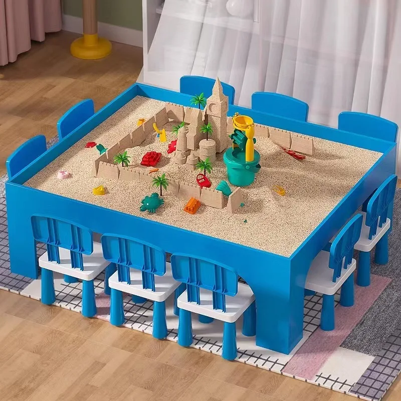 Multifunctional Space Toys Sand Tables square Building Blocks Night Markets Solid Wood Handmade Toy Sand Tables