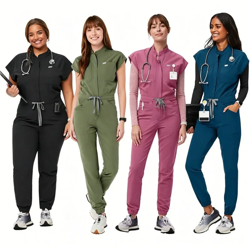 Women's One Piece Scrubs Set High Quality Medical Uniform Perfect for Operating Room Hospital Nurses Doctors and Clinic Staff