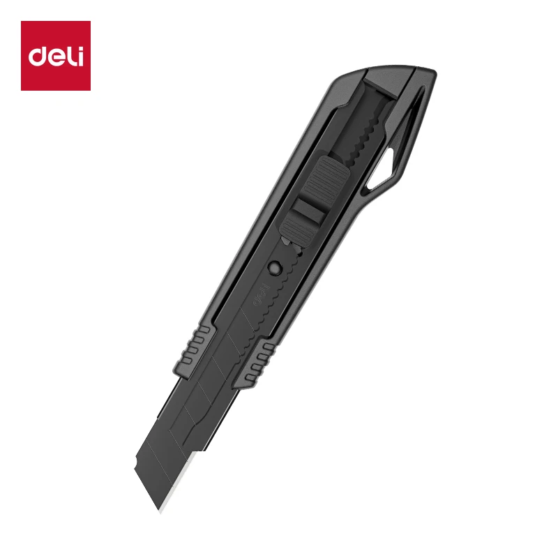 Deli Hochleistungs-Universalmesser mit scharfen schwarzen SK5-Kohlenstoffstahlklingen 9mm/18mm/Automatisch einziehbarer Kartonschneider für Kartonagen