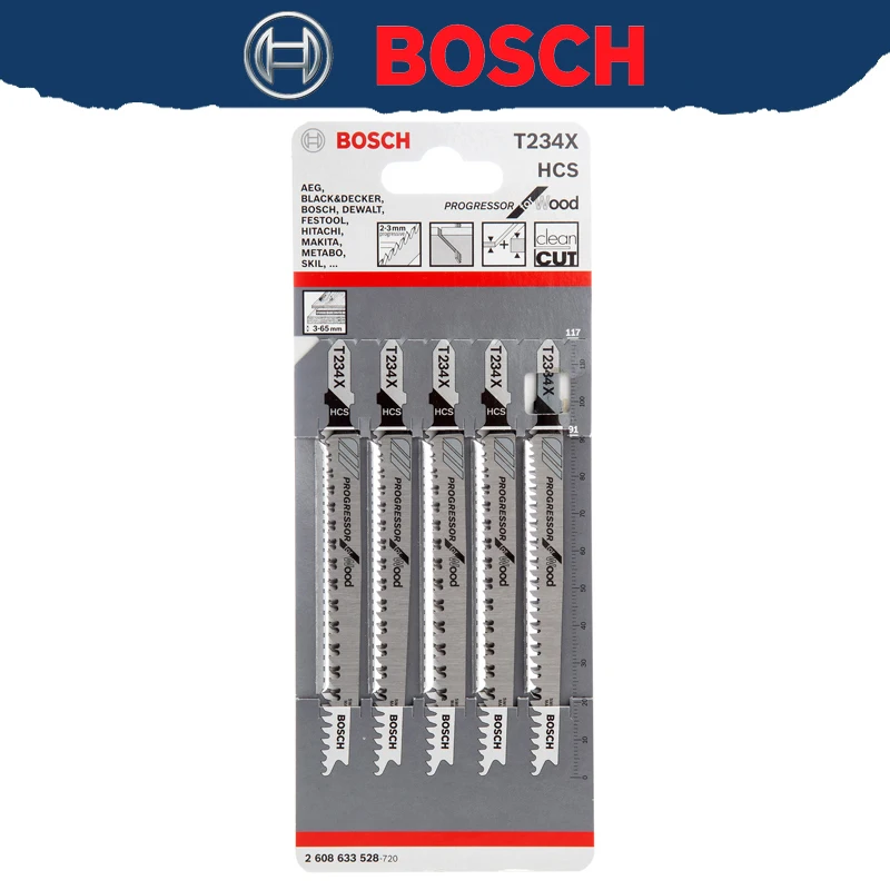 

BOSCH 2608633528 T234X Jigsaw Blade Woodwork HCS Sharp Straight Cut Curved Saw Blade Tool Accessories