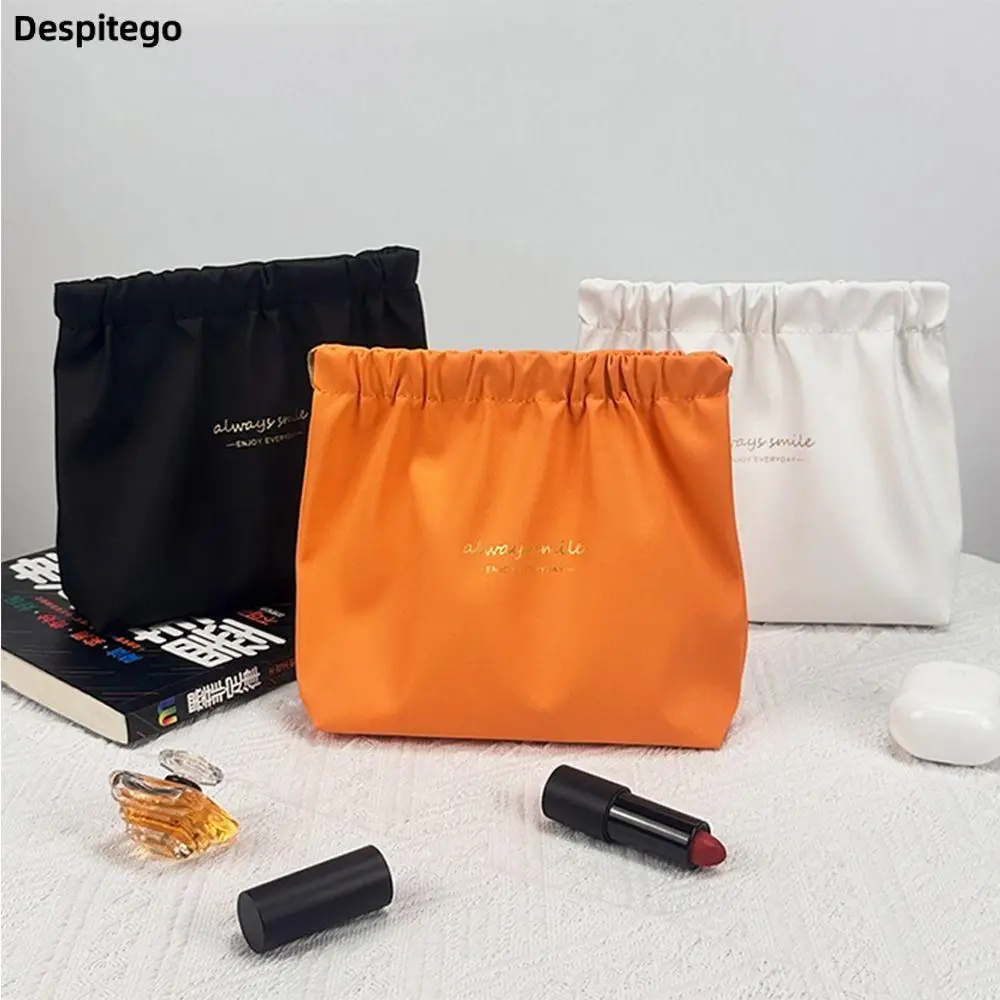 Leaf Spring Bag Self-closing Cosmetic Bag Data Cable Storage Bag PU Large Capacity Storage Bags Travel Makeup Bag